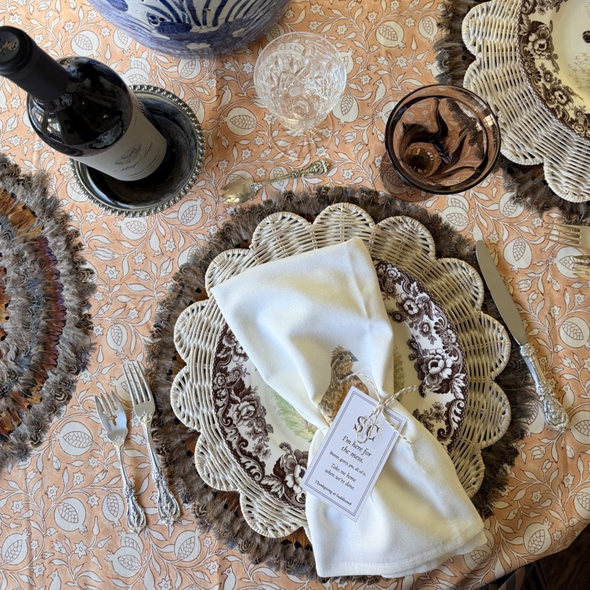 Printable Thanksgiving favor tags to tie onto oversized dish towel napkins