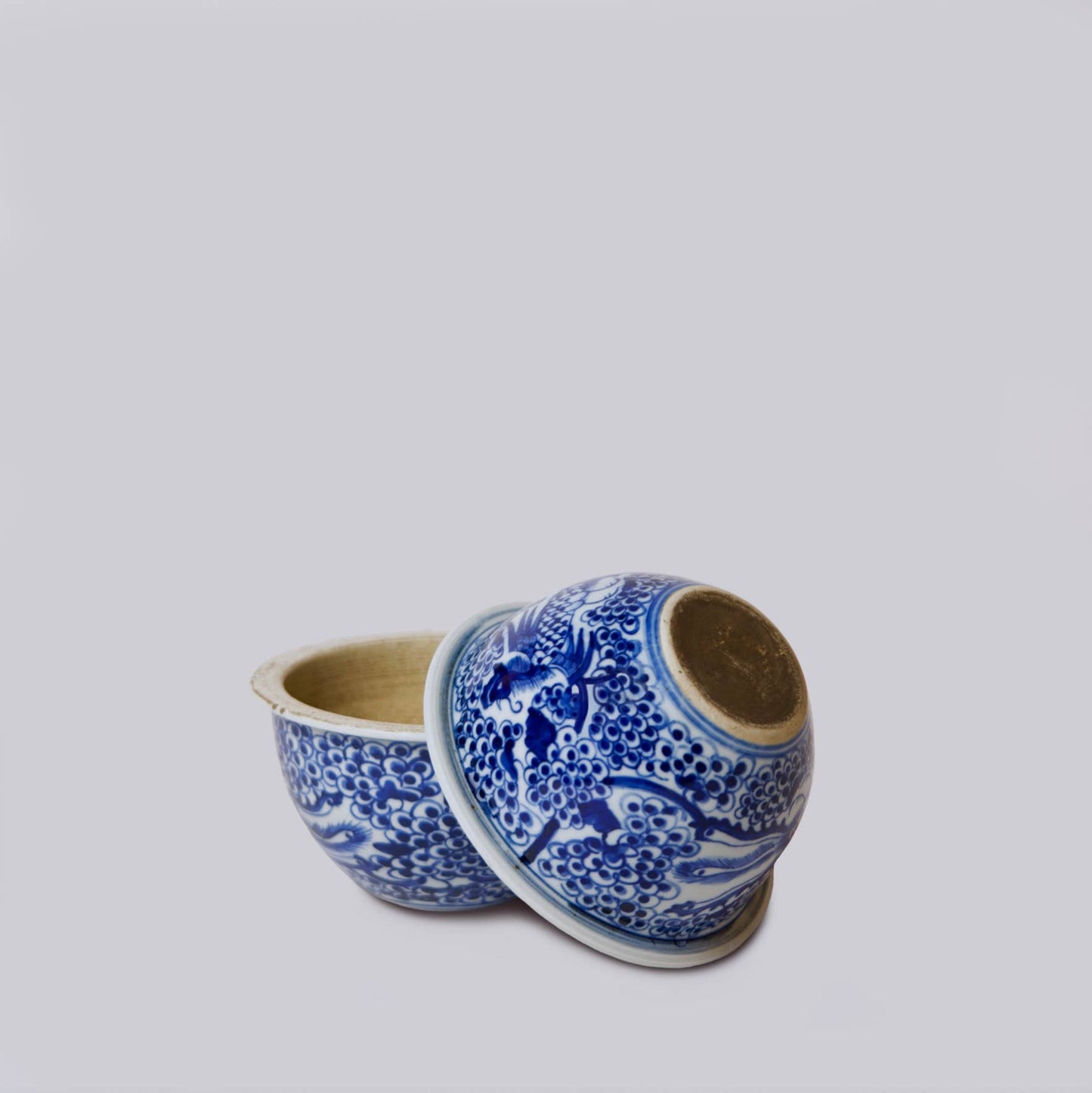 Tiny Blue and White Porcelain Phoenix Cachepot