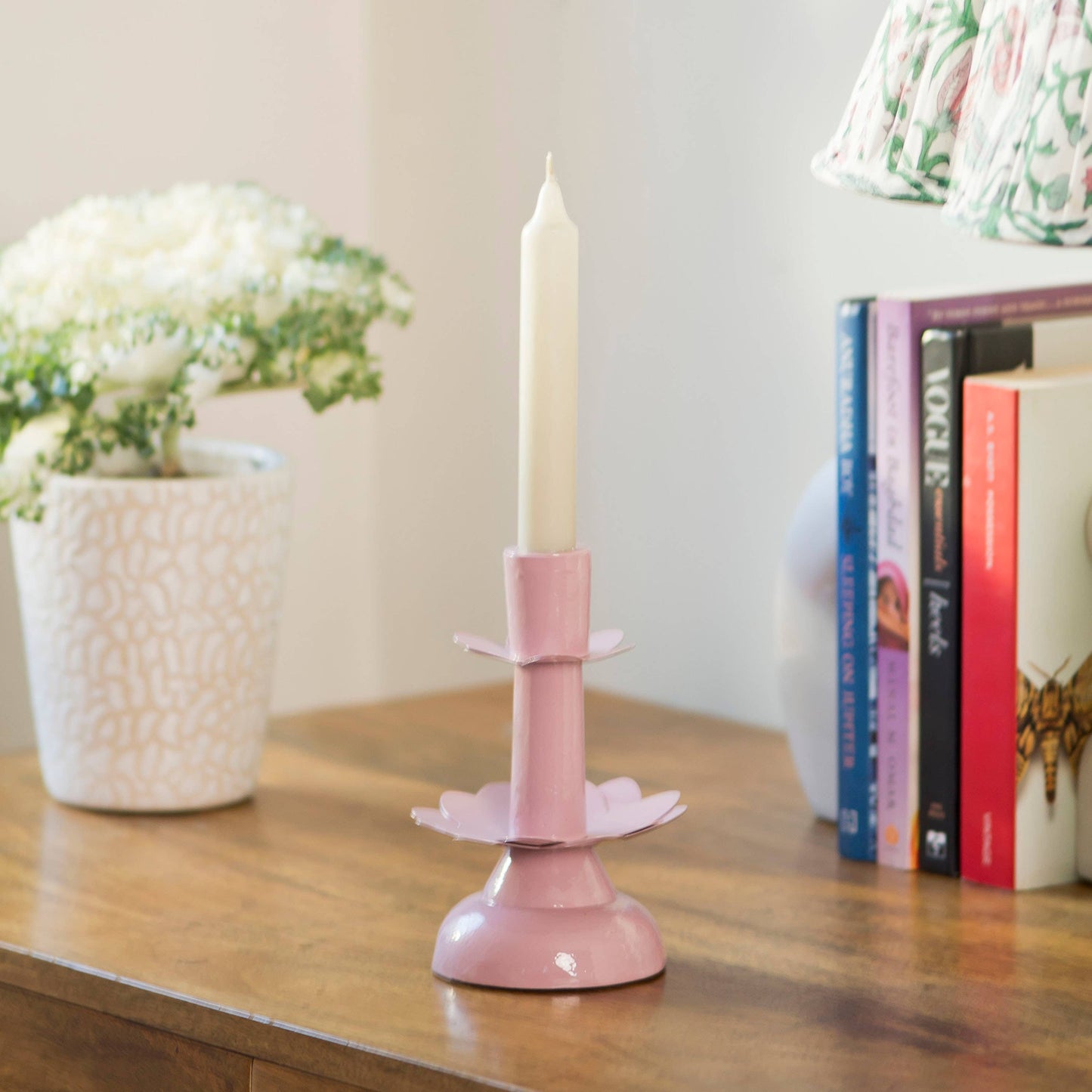 Lotus Bloom Tapered Pink Candleholders