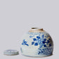 Lidded Blue and White Porcelain Wild Floral Storage Jar