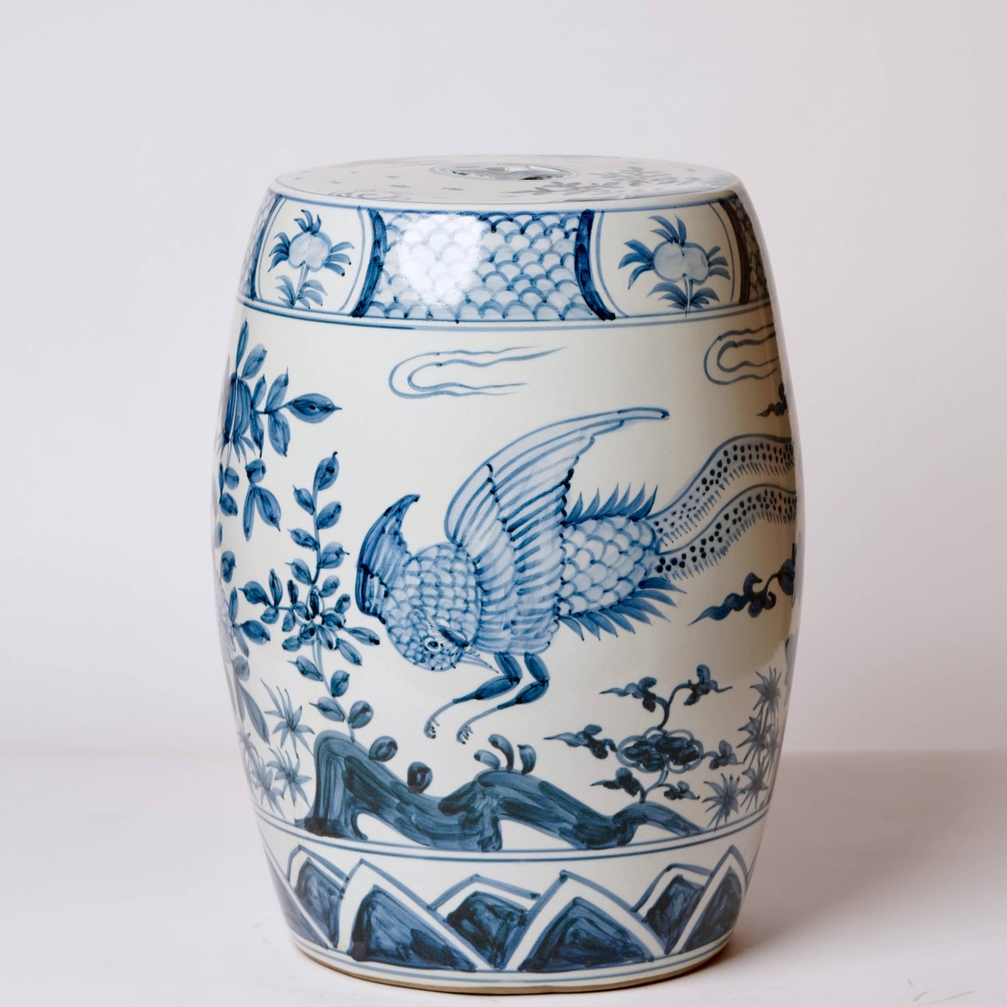 Blue and White Porcelain Pheasant Garden Seat