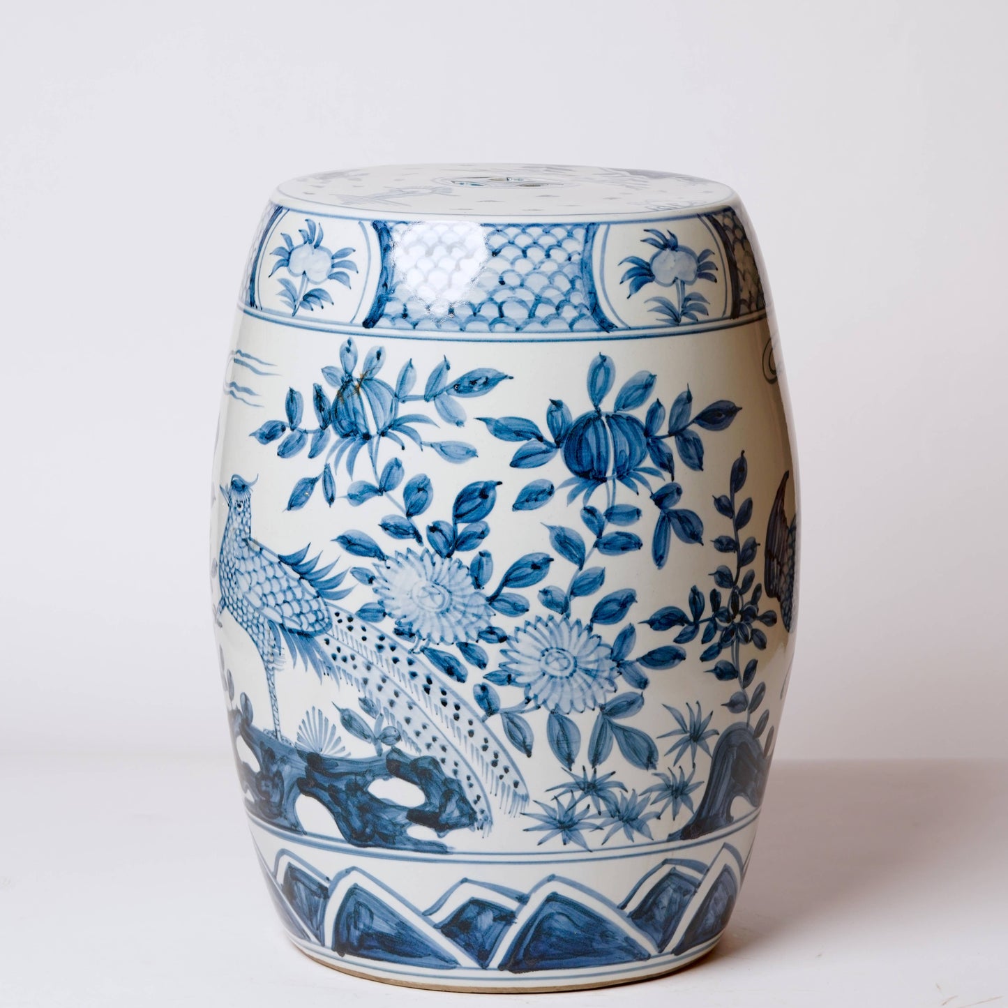 Blue and White Porcelain Pheasant Garden Seat