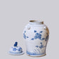 Cherry Blossom Blue and White Porcelain Temple Jar