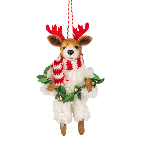 Felt dog with red antler