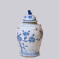 Cherry Blossom Blue and White Porcelain Temple Jar