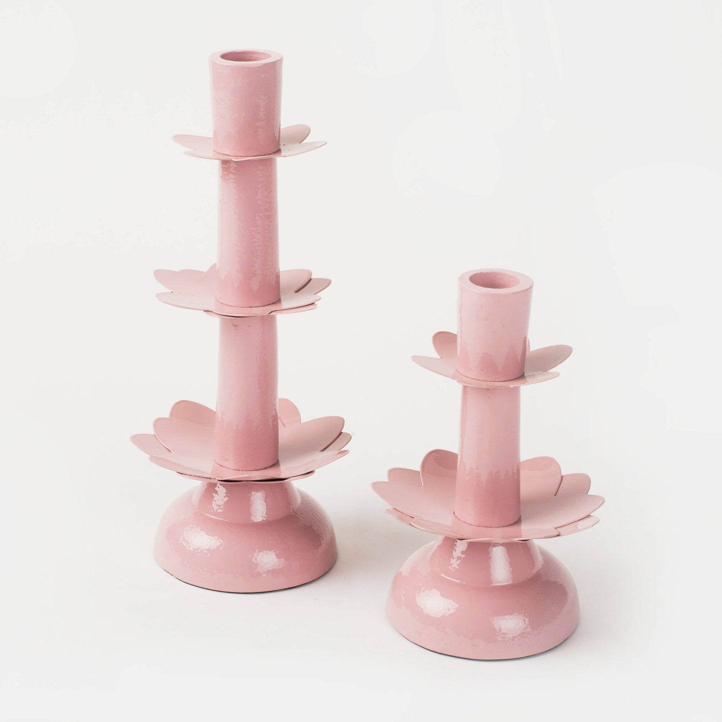 Lotus Bloom Tapered Pink Candleholders