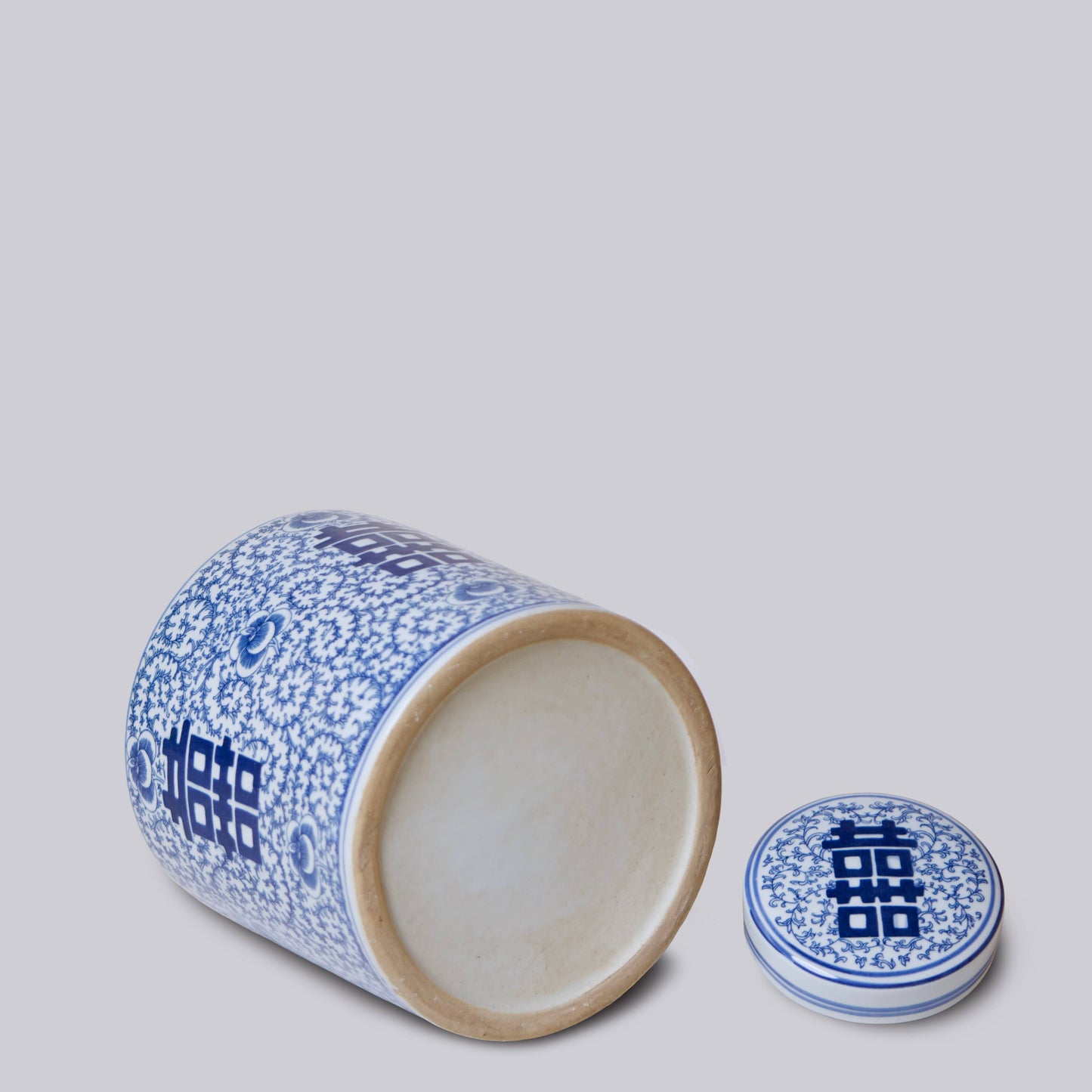 Double Happiness Blue and White Porcelain Canister