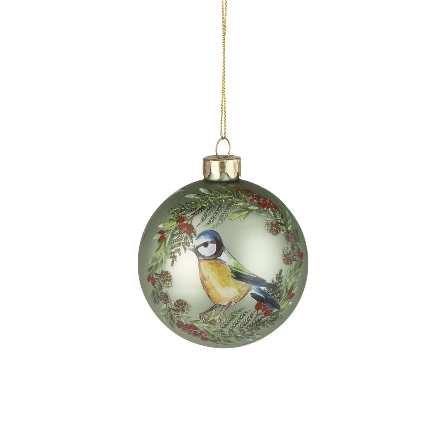 Glass Bluebird Berry Ornament