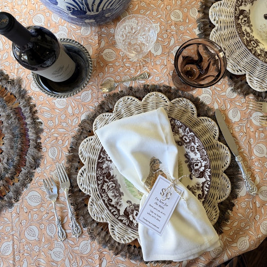 Printable Thanksgiving favor tags to tie onto oversized dish towel napkins