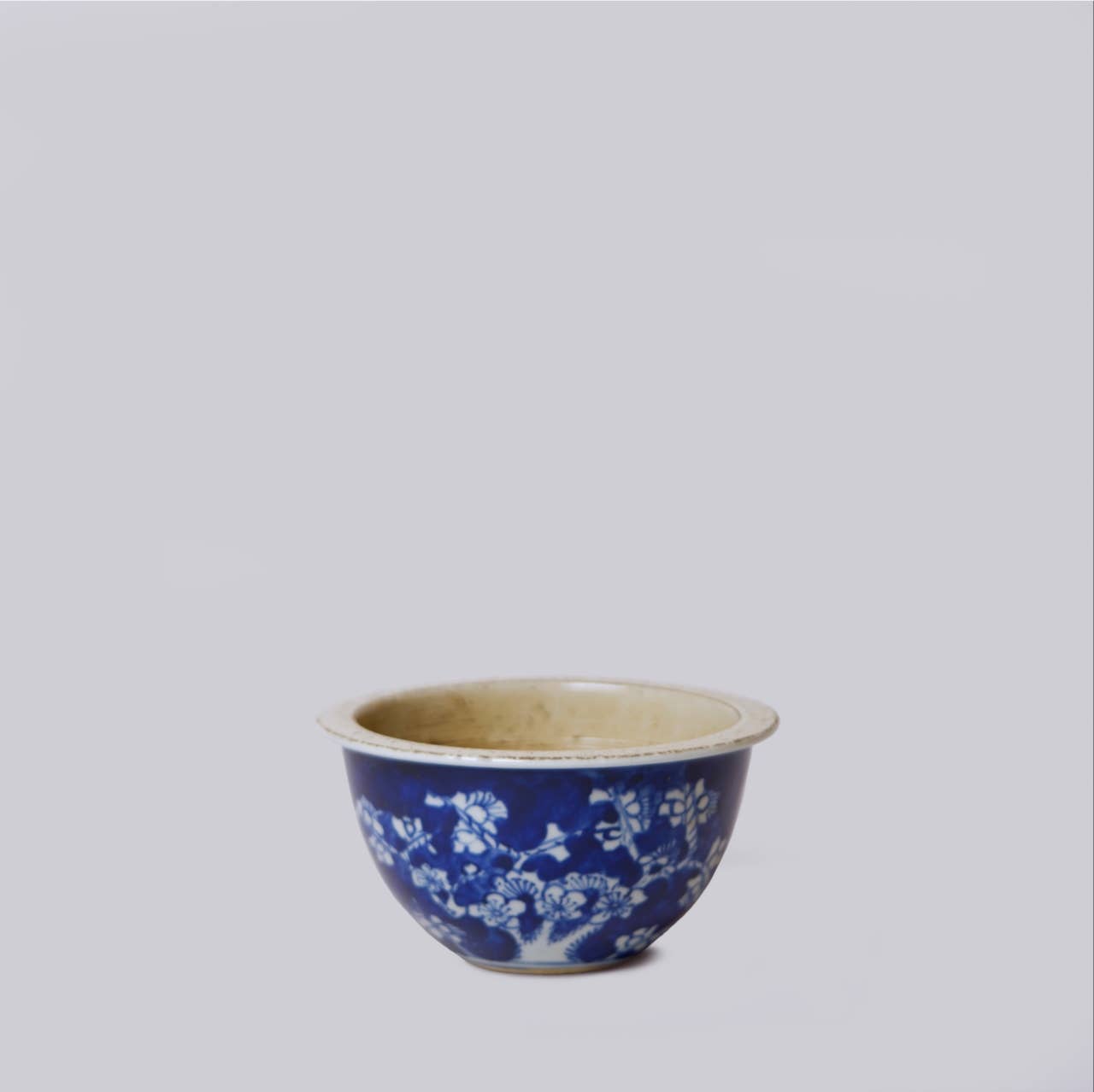 Tiny Blue and White Porcelain Plum Cachepot