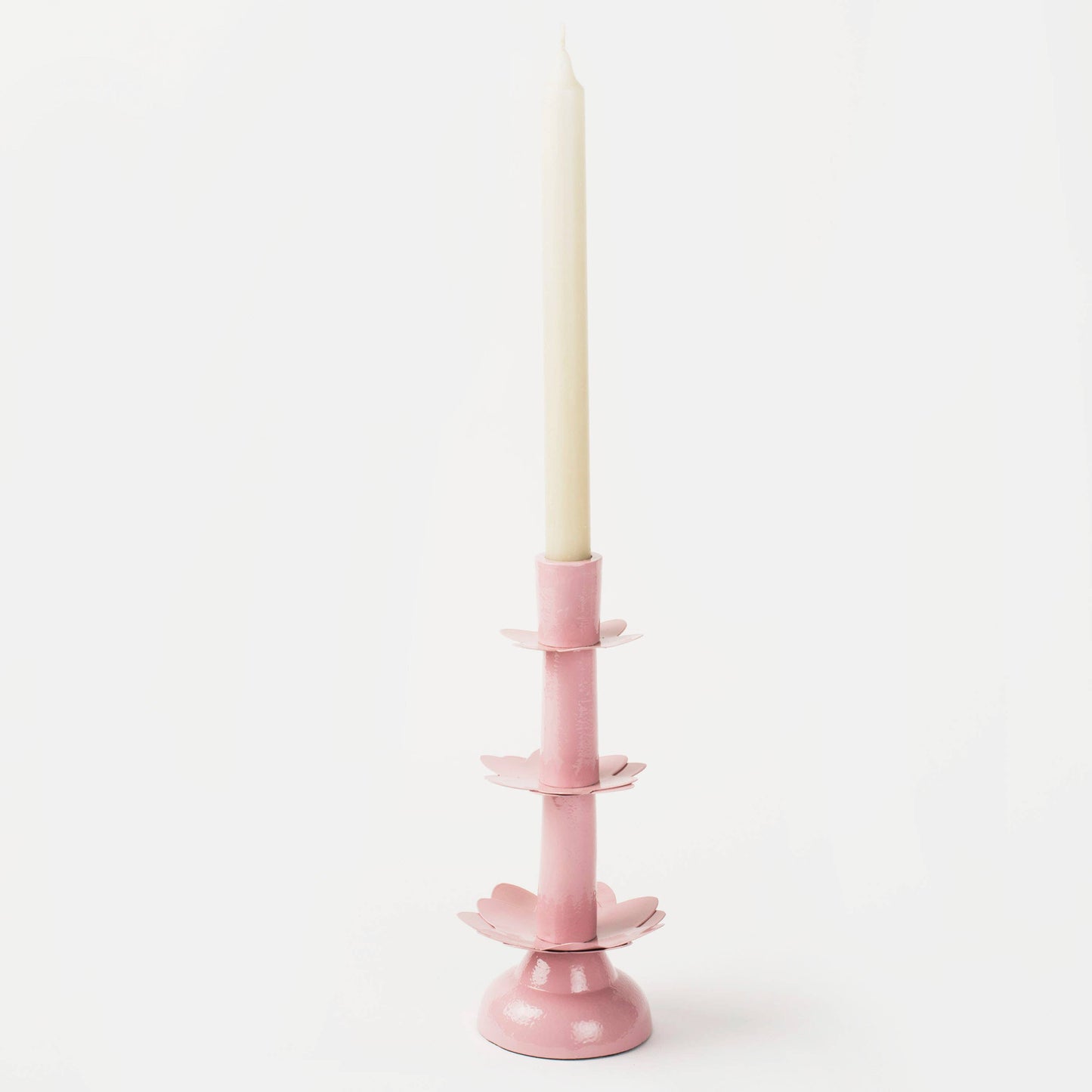 Lotus Bloom Tapered Pink Candleholders