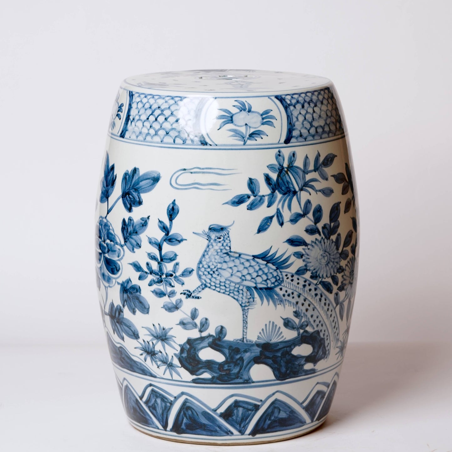 Blue and White Porcelain Pheasant Garden Seat