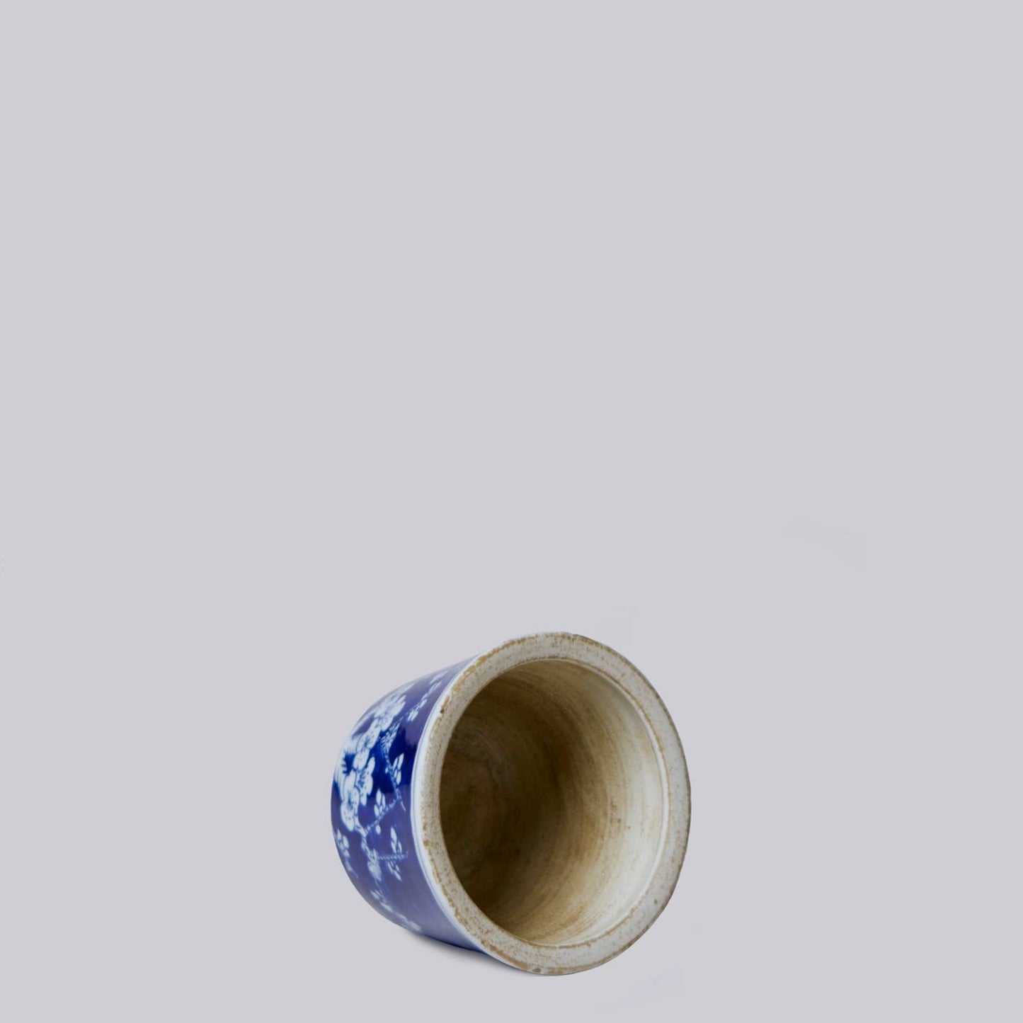 Tiny Blue and White Porcelain Plum Cachepot