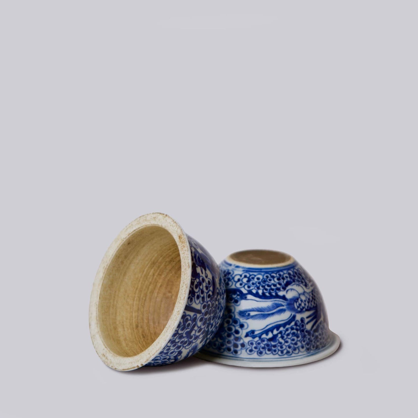 Tiny Blue and White Porcelain Phoenix Cachepot