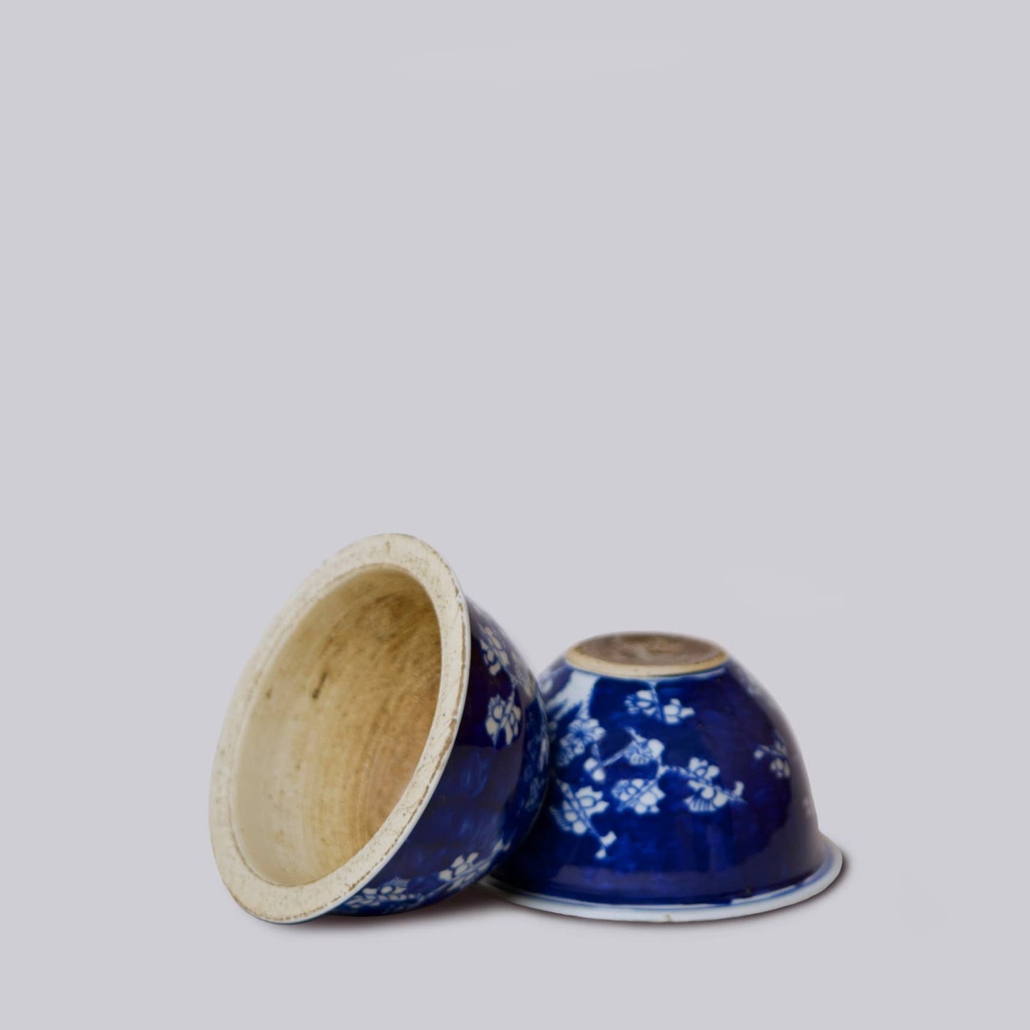 Tiny Blue and White Porcelain Plum Cachepot