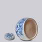 Lidded Blue and White Porcelain Wild Floral Storage Jar