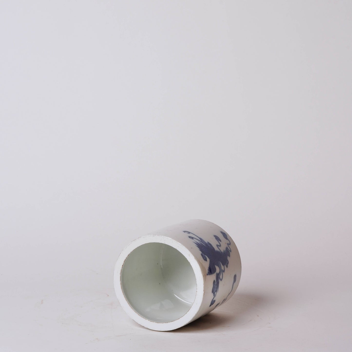 Tiny Blue and White Porcelain Flying Crane Cachepot