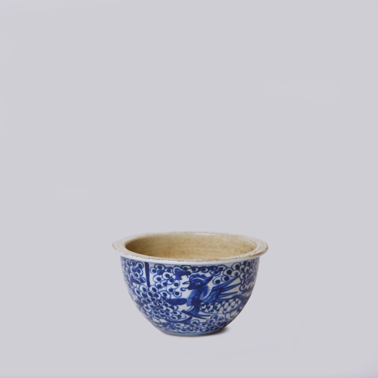 Tiny Blue and White Porcelain Phoenix Cachepot